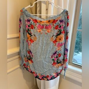 Feathers by Tolani Floral Print Women's Blouse 100% Modal similar to Johnny Was